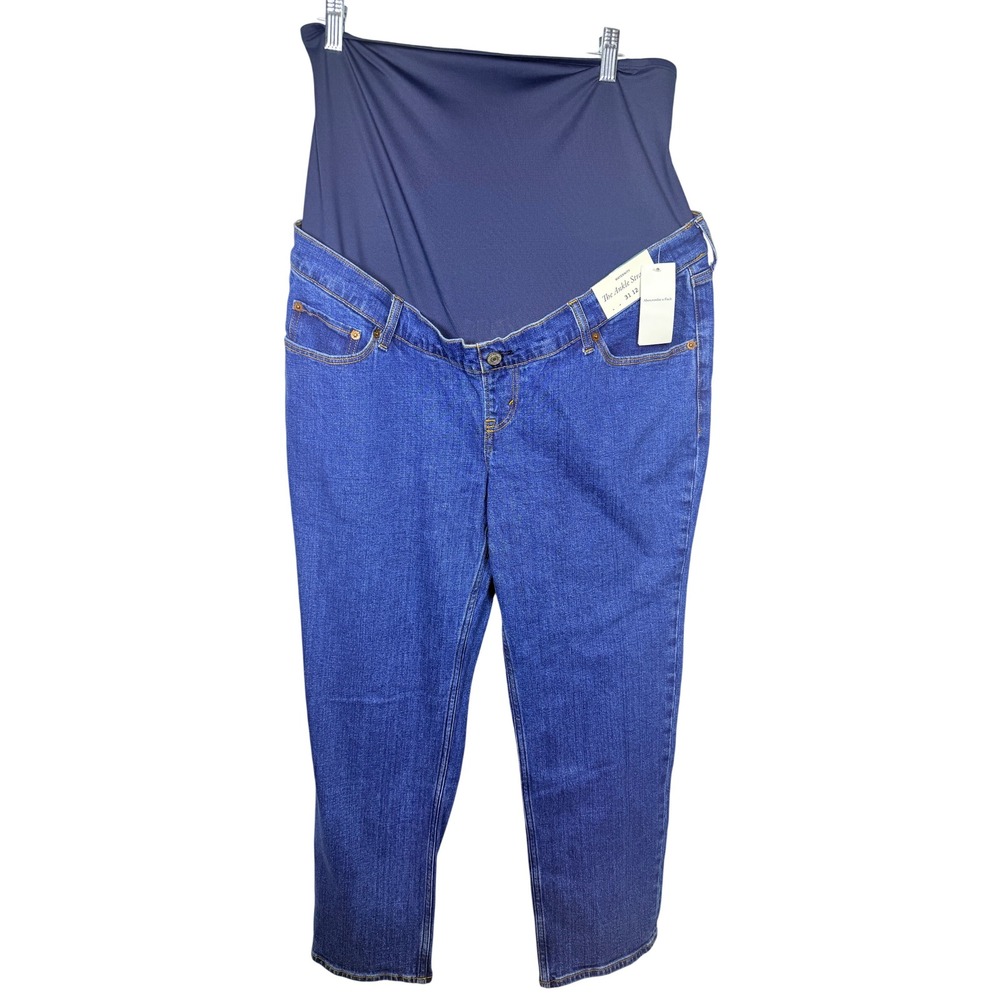 Abercrombie & Fitch Women Maternity The Ankle Straight Jean 31 12 Blue Denim NWT